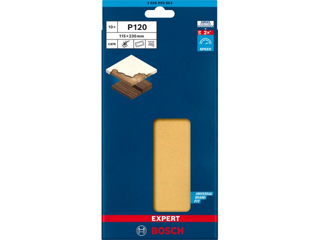 EXPERT C470 brusni papir s 14 luknjami za ekscentrične brusilnike, Dimenzije: 115x230mm, Zrnatost: 120, 2608900863
